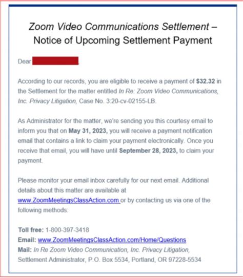 zoom video communications settlement scam
